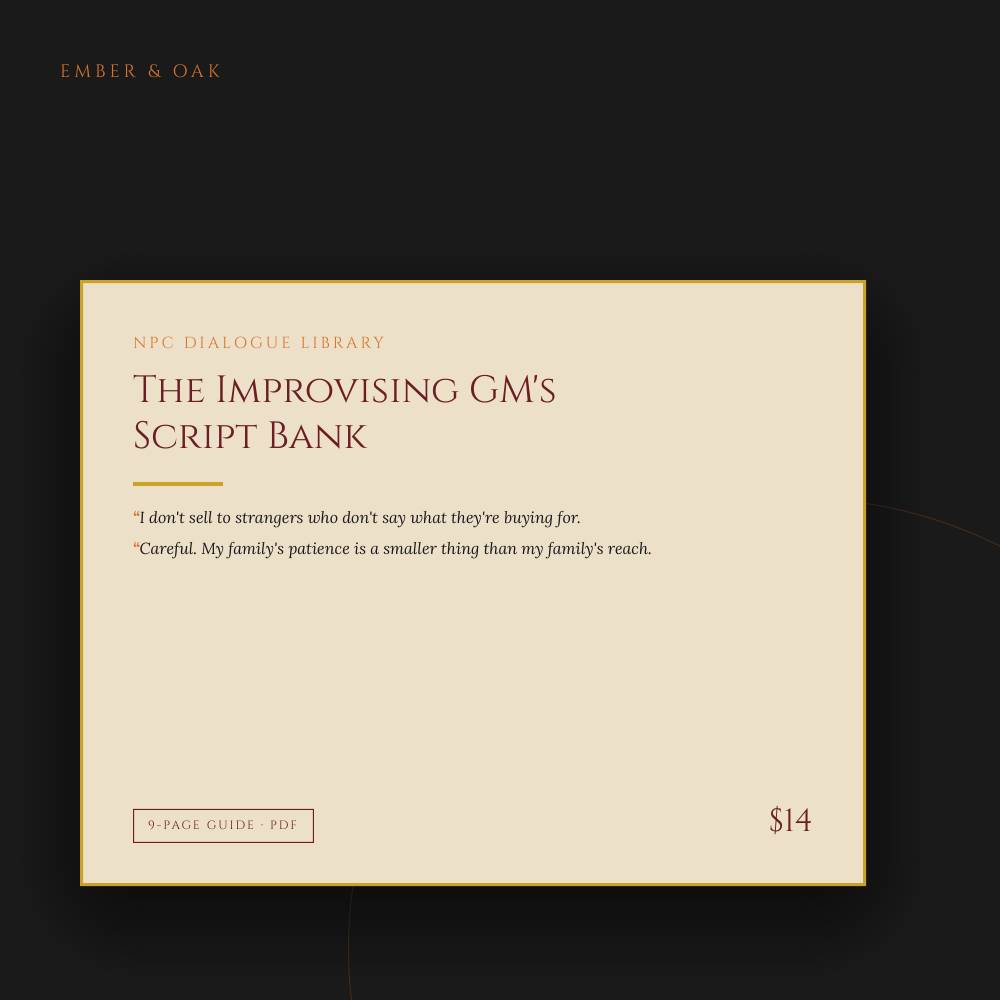 The Improvising GM's Script Bank